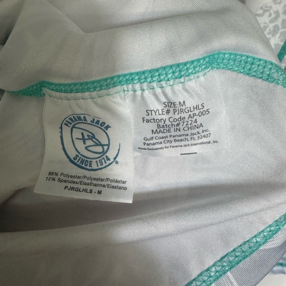 Panama Jack White and Teal Rashguard Hoodie - Picture 5 of 7